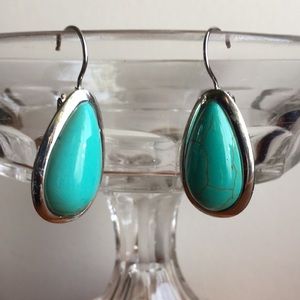 Silver & turquoise-looking pierced earrings.